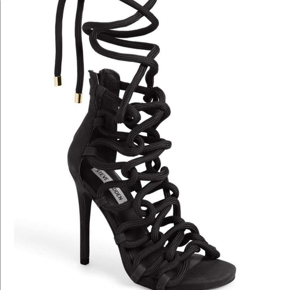 Steve Madden Black Rope Heels New 